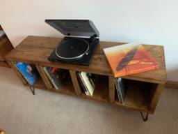 Vinyl Record Storage Shelf Player Stand Industrial Hairpin Legs Oak Pine - thumbnail 1