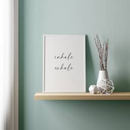 Inhale Exhale Print- Minimalistic Typography Wall Prints - Calligraphy Living Room Poster Home Art A5 A4 A3 A2 Print - thumbnail 2