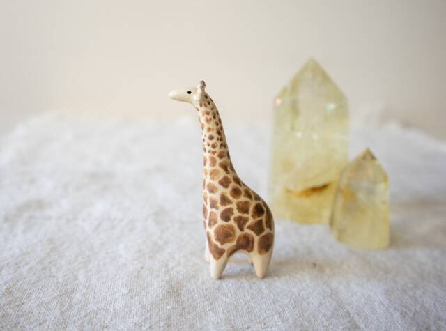 Miniature Handmade Ceramic Giraffe Figurine - image 1