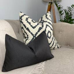 Decorative Black Cushion Cover, Sofa - Bed Chair Pillow Throw Cover Ashley Wilde Fabric , Blean Black Double Sided - thumbnail 3