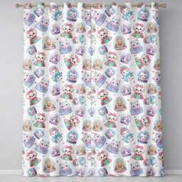 Cute Kawaii Christmas Pets Snow Globe Gifts Light Grey Background Seamless Pattern Readymade Eyelet Ring Top Thermal 100% Blackout Curtains - thumbnail 2
