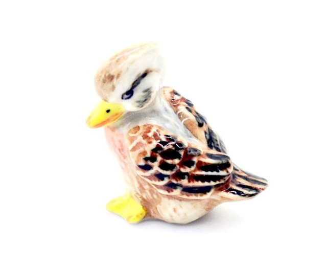 Miniature Ceramic Duck Baby Bird Little Animal Brown White Yellow Figurine Tiny Statue Decoration Hand Painted Collectible Small Figure - image 1
