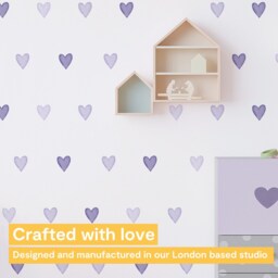 Purple Heart Wall Stickers - Fabric Peel & Stick Watercolour Decals For Kids Rooms & Nursery - thumbnail 2