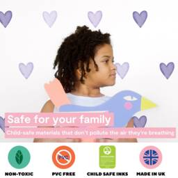 Purple Heart Wall Stickers - Fabric Peel & Stick Watercolour Decals For Kids Rooms & Nursery - thumbnail 3