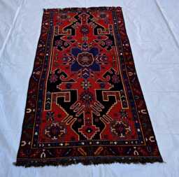 Vintage Baluchi Tribal Rug 3.5??6.6 Ft Handmade Geometric Wool Carpet - thumbnail 1
