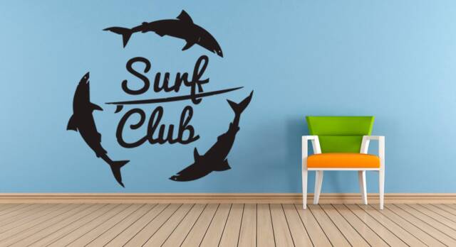 Surf Club Wall Decal Sticker Wallart Quote - image 1