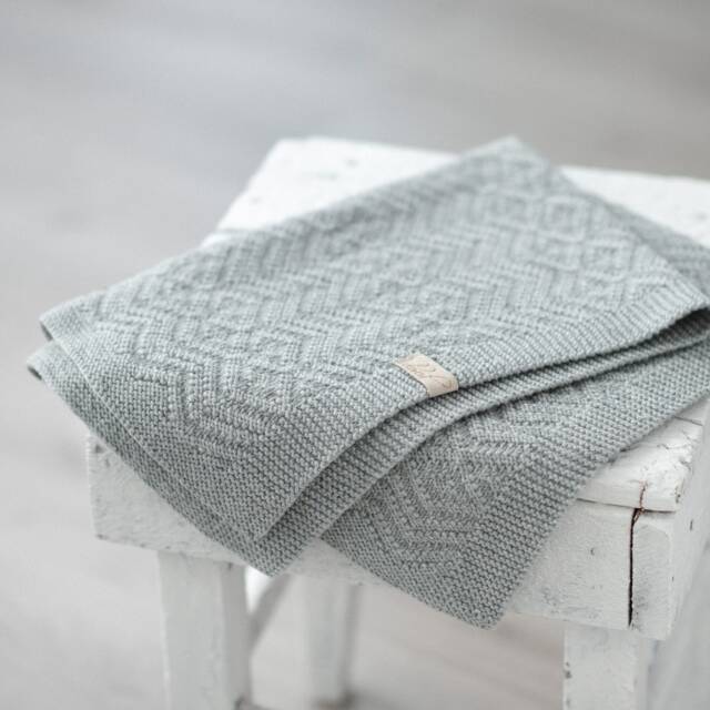 Hand Knit Merino Wool Baby Blanket Newborn Afghan, Custom Colors - image 1