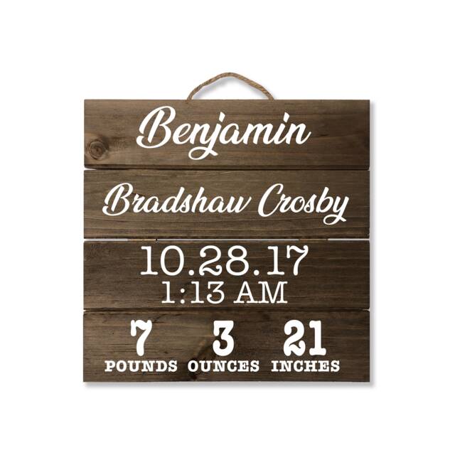 Personalized New Baby Gift, Name & Stats Sign, Custom Nursery Plaque, Newborn Farmhouse Wall Art, Plaque - image 1