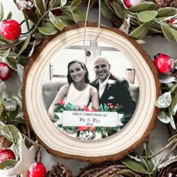 Personalised First Christmas Mr & Mrs Photo Ornament, Wedding Bauble - thumbnail 2