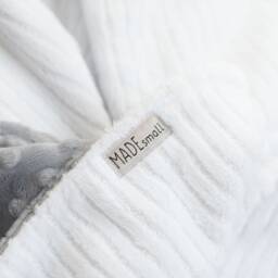 Monogrammed Baby Blanket in Monochrome, Grey Dot Minky & White Chenille, Personalized With Your Boy's First Name Grays Blacks - thumbnail 2