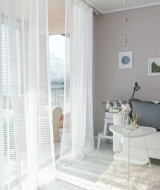Pair Of White Net Curtains, Voile Drapery Window Sheers, Off Sheer Modern Curtain Panels, Custom Curtains - image 1