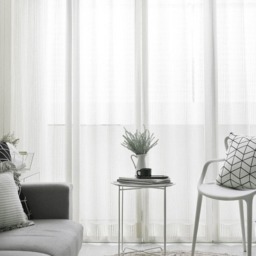 Pair Of White Net Curtains, Voile Drapery Window Sheers, Off Sheer Modern Curtain Panels, Custom Curtains - thumbnail 3