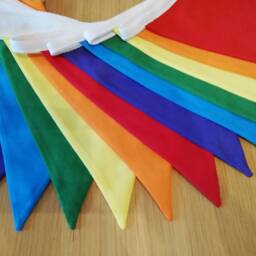 Colourful Orange Fabric Bunting - 2 Or 3 Metres Handmade Polycotton Flags in Your Choice Of Colour - thumbnail 3