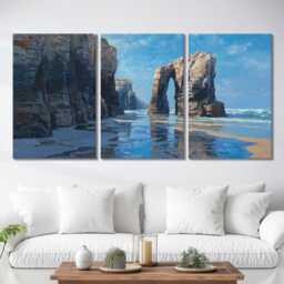 As Catedrais Beach Canvas Wall Art - Spanish Architecture Oil Painting Split Home Decor Seville Moorish Tile Gift - thumbnail 2