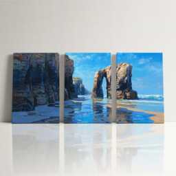As Catedrais Beach Canvas Wall Art - Spanish Architecture Oil Painting Split Home Decor Seville Moorish Tile Gift - thumbnail 3