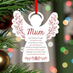 Christmas Angel Remembrance Decoration - Personalised Star Memorial Mum Dad Nanny Grandad Any Name With Red Bag - thumbnail 1