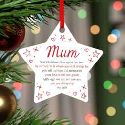 Christmas Angel Remembrance Decoration - Personalised Star Memorial Mum Dad Nanny Grandad Any Name With Red Bag - thumbnail 3