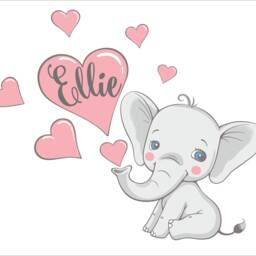 Elephant With Hearts Personalized Repositionable Fabric Wall Decal For Nursery, Boy's, Girl's Room Or Playroom, Kid's Decor - thumbnail 3