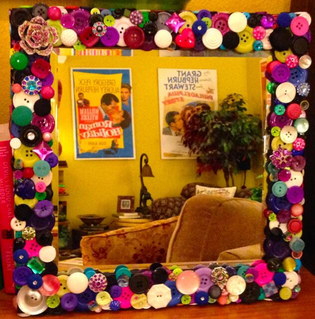 Bright Button Mirror 12x12 ~ Bohemian Art Girls Bedroom Decor Gift For Her Teenager Retro Nursery Baby - image 1