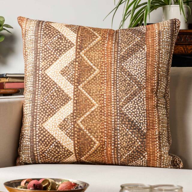 Aztec Stripe Extra-Large Cushion Cover. Terracotta Red & Burnt Orange Geometric Zigzag Chevron Design. 23X23 - image 1
