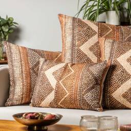 Aztec Stripe Extra-Large Cushion Cover. Terracotta Red & Burnt Orange Geometric Zigzag Chevron Design. 23X23 - thumbnail 3