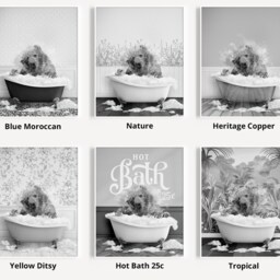 Black & White Bear Shaking Head in A Bath Print, Bathing, Funny Bathroom Animal Bathtub, Tub Whimsy - thumbnail 3