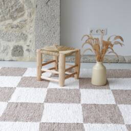 Checkerboard Camel & White 5x7 Rug , Living Room Rug, Check Area Nursery Bohemian Ethnic Bedroom Rug - thumbnail 4