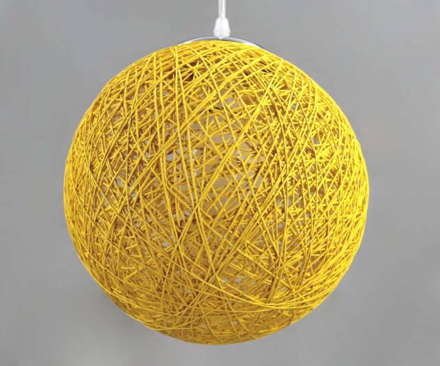 Yellow Hemp Rope Ball Pendant Light - Spherical Lighting - image 1