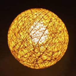 Yellow Hemp Rope Ball Pendant Light - Spherical Lighting - thumbnail 2