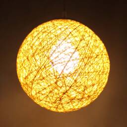 Yellow Hemp Rope Ball Pendant Light - Spherical Lighting - thumbnail 3
