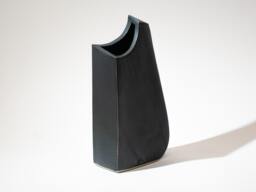 Handmade Sculptural Ceramic Vase Form Fired With A Semi-Matte Black Glaze To Stoneware - thumbnail 1