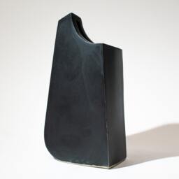 Handmade Sculptural Ceramic Vase Form Fired With A Semi-Matte Black Glaze To Stoneware - thumbnail 2