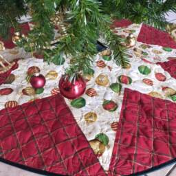 Quilted Christmas Tree Skirt, Tartan Plaid Ready To Ship - thumbnail 4