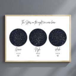 Custom Sibling Star Map, On The Night You Were Born Personalised Nursery Wall Art, D??cor, Children's Bedroom Mum - thumbnail 3