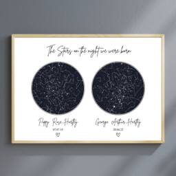 Custom Sibling Star Map, On The Night You Were Born Personalised Nursery Wall Art, D??cor, Children's Bedroom Mum - thumbnail 2