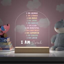 Girls Brave Strong Unique Night Light - Positive Affirmation Name Lamp Childs Kids Bedroom Led Decor - thumbnail 1
