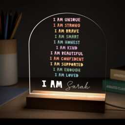 Personalised Girls Night Light Gift, Brave Strong Unique Positive Affirmation Led Lamp - thumbnail 3