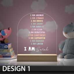 Girls Brave Strong Unique Night Light - Positive Affirmation Name Lamp Childs Kids Bedroom Led Decor - thumbnail 3