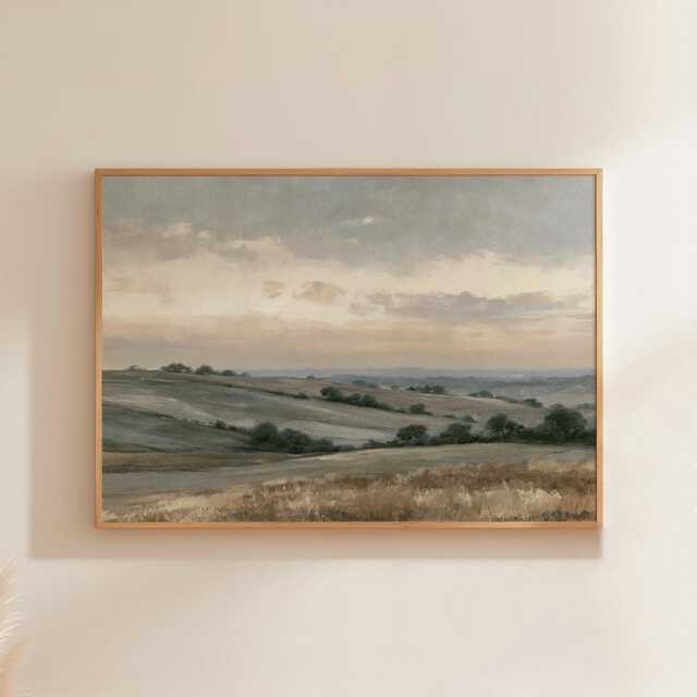 Sage Hills Poster, Rolling Landscape Wall Art, Neutral Country Print - image 1