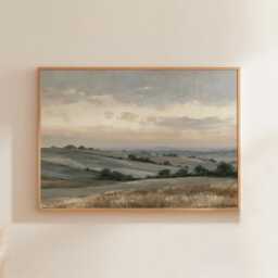 Sage Hills Poster, Rolling Landscape Wall Art, Neutral Country Print