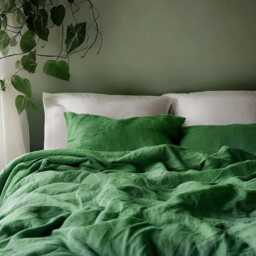 Verdant Linen Sheet Set 1 Flat & Fitted 2 Pillowcases Stonewashed 100% Flax Linen Set - thumbnail 4