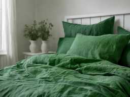 Verdant Linen Sheet Set 1 Flat & Fitted 2 Pillowcases Stonewashed 100% Flax Linen Set