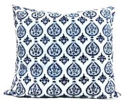 Sabina Indigo Euro Cover/ 26x26 Euros/ Decorative Pillows/ Blue Euro/Euro Pillow Cushion Covers/ Throw Hand Block Printed - thumbnail 1