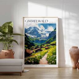 Gimmelwald Switzerland Travel Poster Swiss Alps Art Print - thumbnail 2