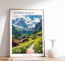 Gimmelwald Switzerland Travel Poster Swiss Alps Art Print - thumbnail 1