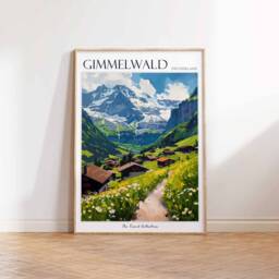 Gimmelwald Switzerland Travel Poster Swiss Alps Art Print - thumbnail 3
