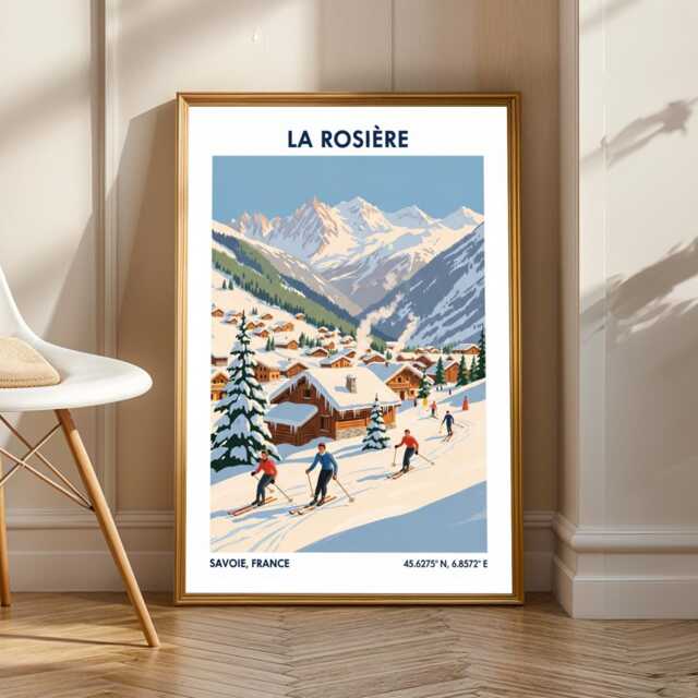 La Rosi??re Skiing Poster Vintage French Alps Travel Print - image 1