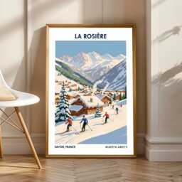 La Rosi??re Skiing Poster Vintage French Alps Travel Print - thumbnail 1