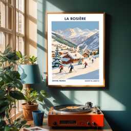 La Rosi??re Skiing Poster Vintage French Alps Travel Print - thumbnail 2