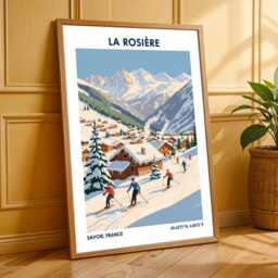 La Rosi??re Skiing Poster Vintage French Alps Travel Print - thumbnail 3